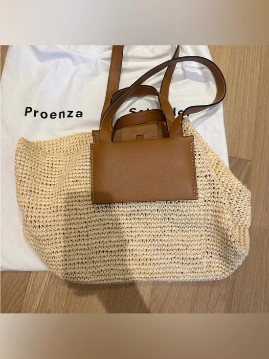 Proenza Schouler Natural Straw Tote with Tan Leather Trim - Picture 3 of 7